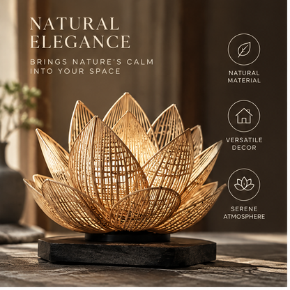Top view of bamboo lotus showing layered petals around a rounded woven center