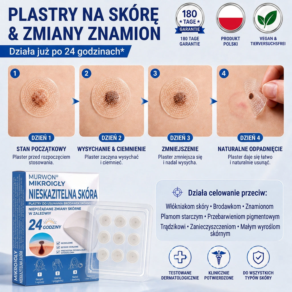 🇵🇱 Wysokiej jakości polski produkt, szybka wysyłka krajowa | MURWON® 🖤 Plastry mikroigłowe zmniejszające widoczność niedoskonałości skóry 📍 (Na włókniaki,kurzajki, pieprzyki, przebarwienia i inne widoczne niedoskonałości skóry.) 🌥️