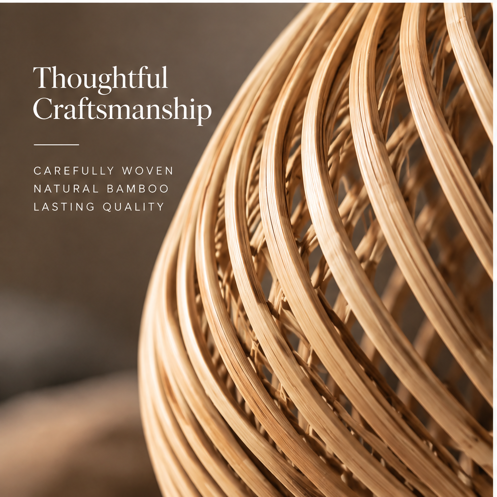 Top view of the open vase rim showing spiraling bamboo strips